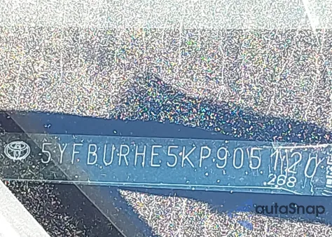 2019 Toyota Corolla Le из США, поврежденный, VIN 5YFBURHE5KP905120